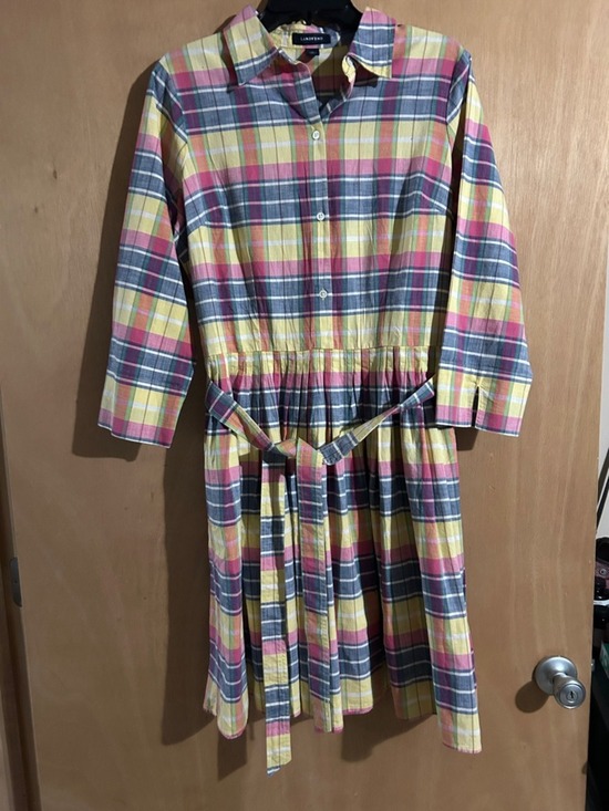 Lands' End Dresses & Skirts - Lands' End Multicolor Plaid Button-Front Shirt Dress